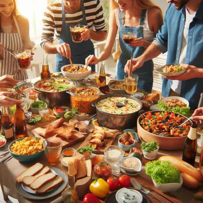 Tisch voller Essen Buffet Ideen Geburtstagsfeier Erwachsene