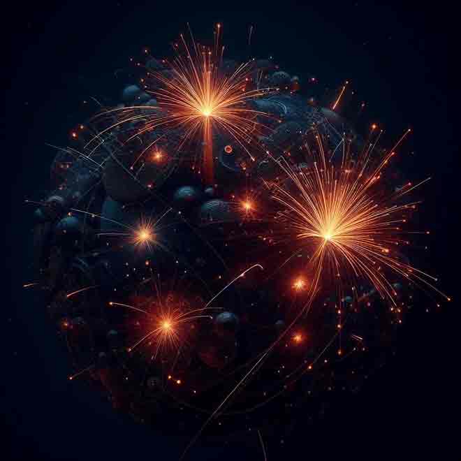 Feuerwerk auf dunklem Hintergrund.