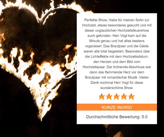 Bewertung der Highlightshow ein besonderes Geschenk zur Hochzeit