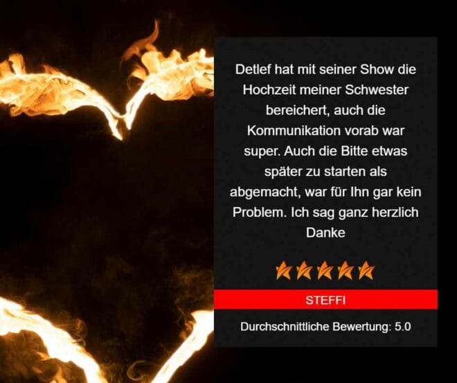 Bewertung zur Feuershow in Sonneberg, Thüringen