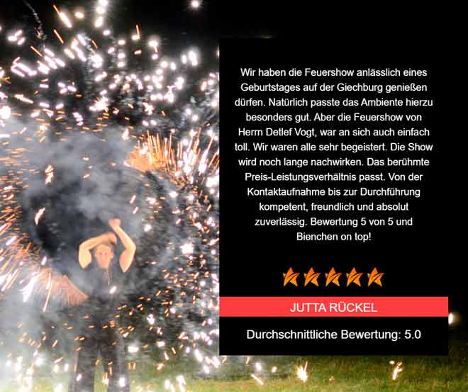 Bewertung für Feuerkünstler mit seiner Feuershow auf der Giechburg bei Bamberg