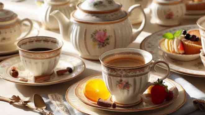 Teeservice, Tassen aus Porzellan als Geschenk zum 20. Hochzeitstag
